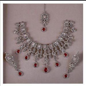 NWOT Pakistani indian bridal jewelry set silver😍